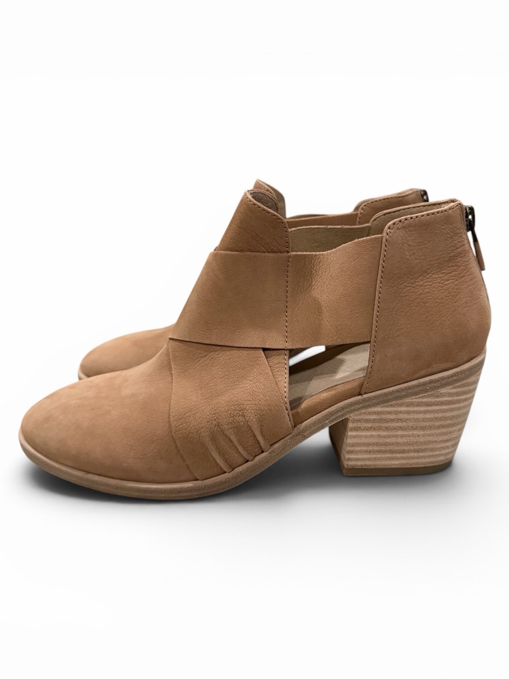 Eileen Fisher Women's 8 Tan Walt Cross Strap Booties Shoes S5